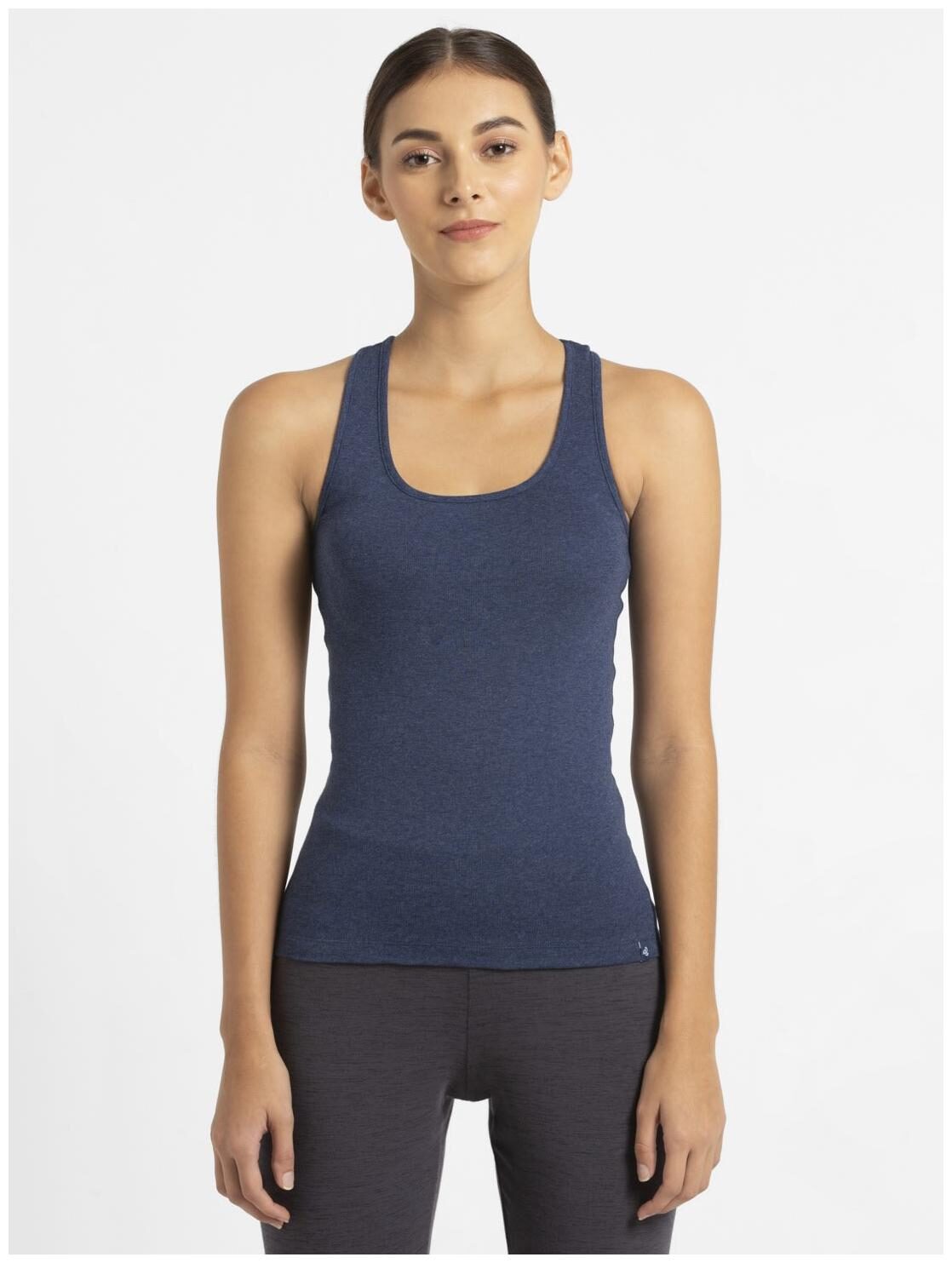 

Jockey Women Blue Slim fit U neck Cotton Tank top
