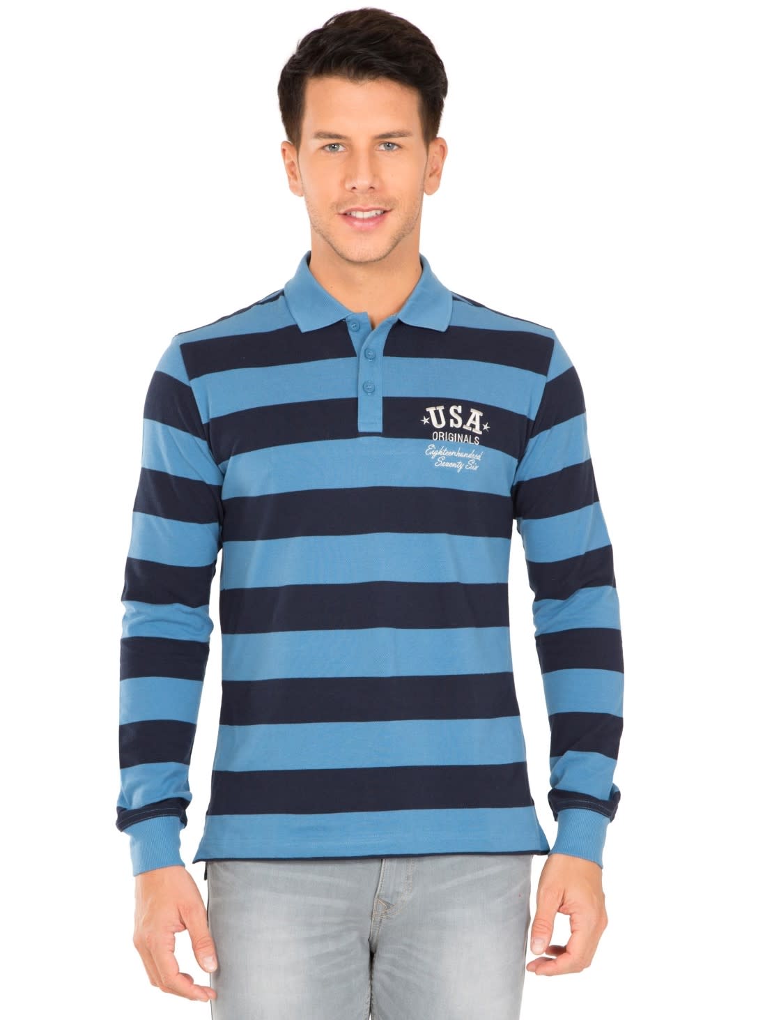 

Jockey Men Blue Regular fit Cotton Polo collar T-Shirt - Pack Of 1