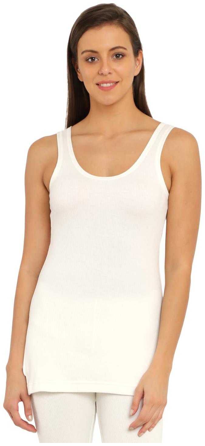 

Jockey Women White Loose fit U neck Blended Tank top