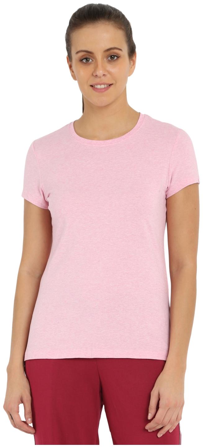 

Jockey Women Pink Regular fit Round neck Cotton T shirt