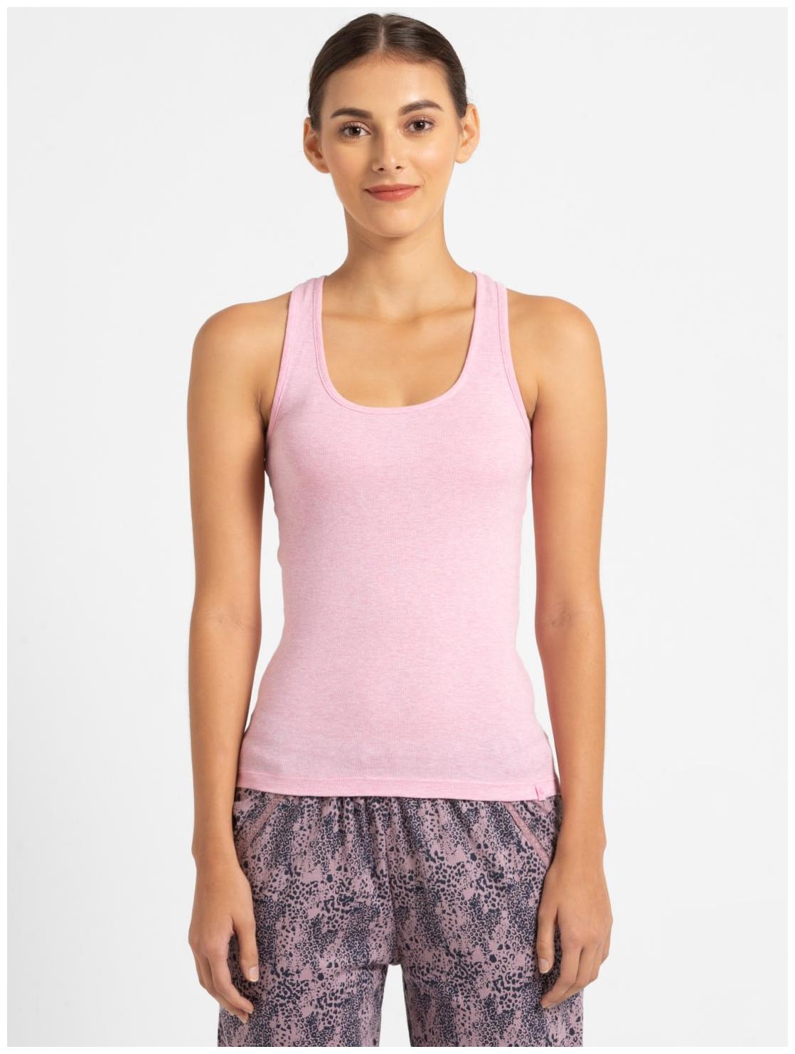 

Jockey Women Pink Slim fit U neck Cotton Tank top