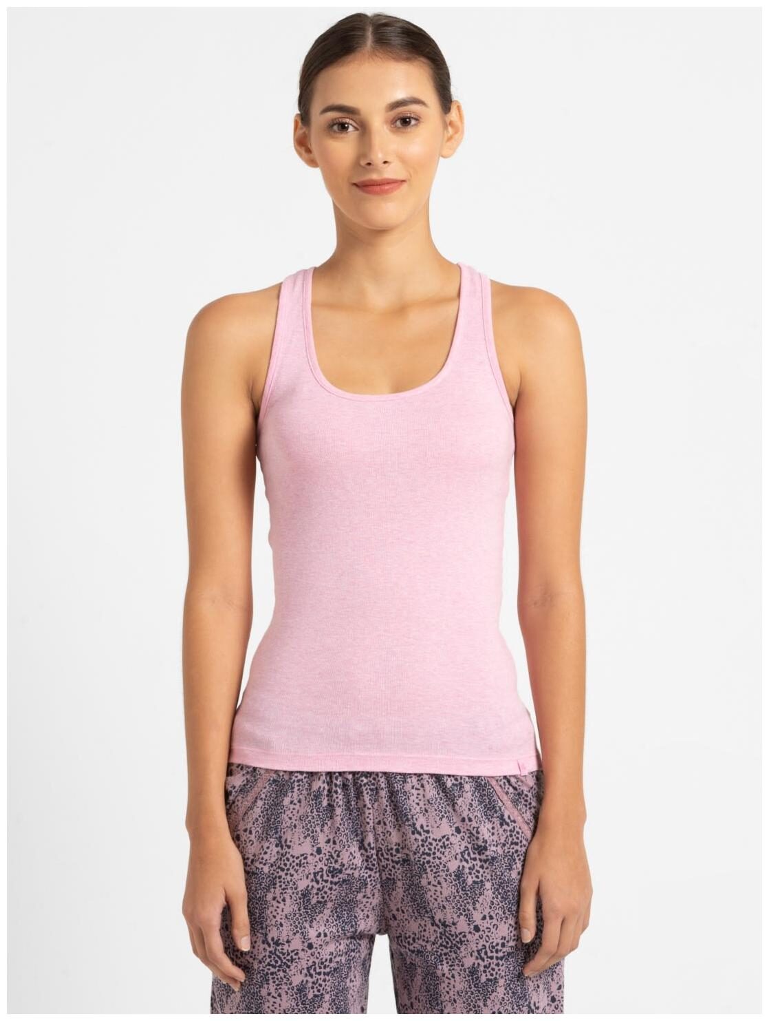 

Jockey Women Pink Slim fit U neck Cotton Tank top