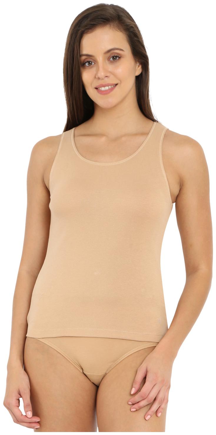 

Jockey Women Beige Regular fit Round neck Blended T shirt
