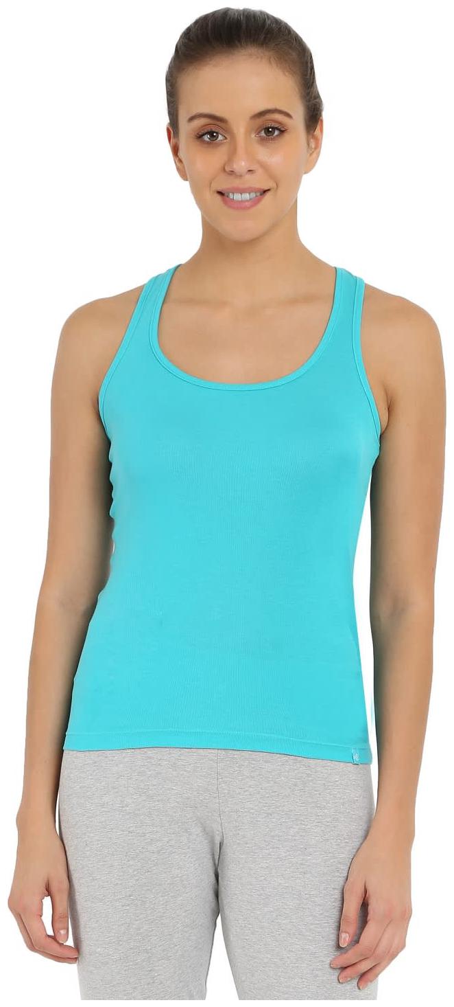

Jockey Women Blue Slim fit U neck Cotton Tank top