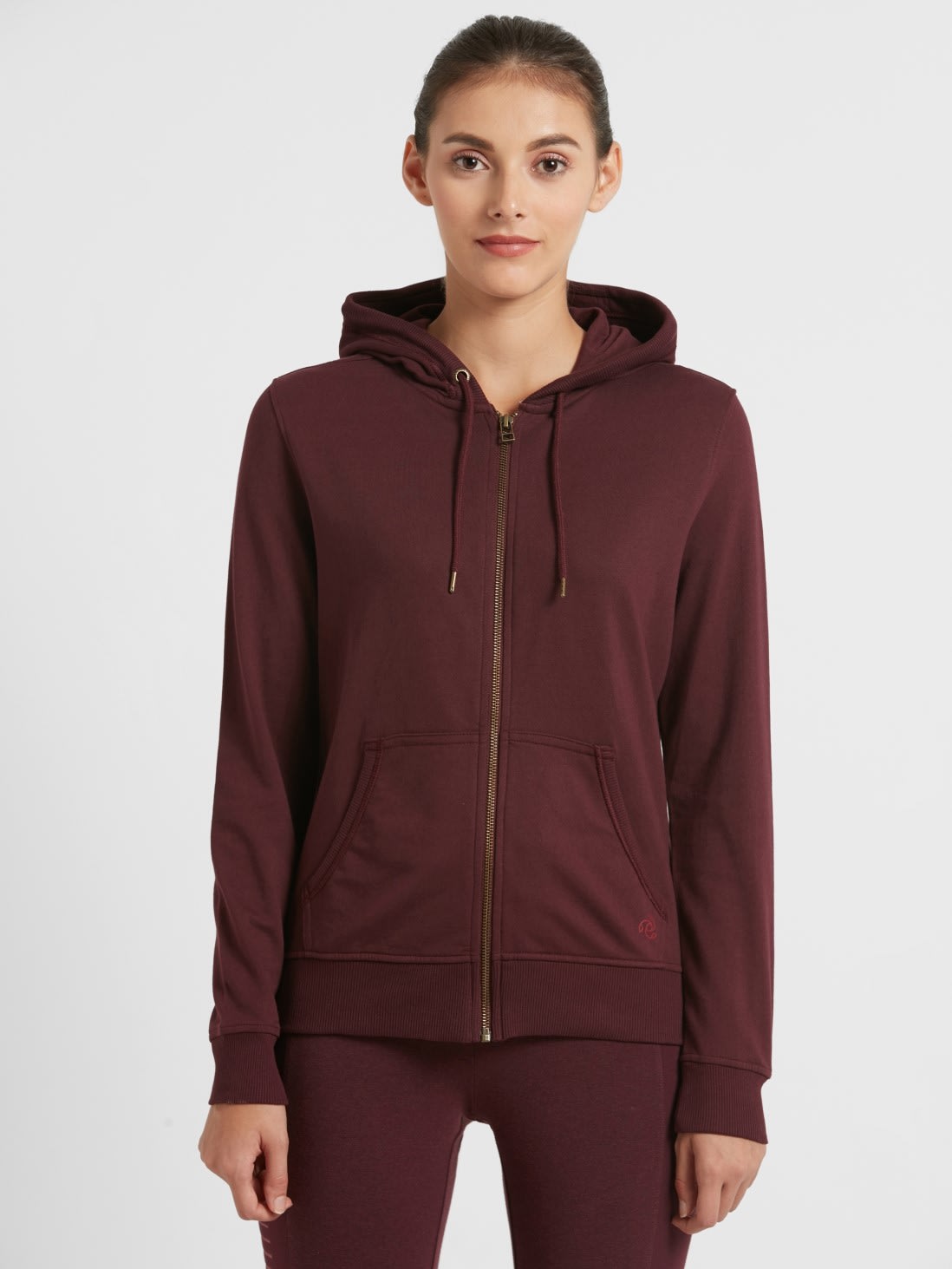 

Jockey Women Solid Hoodie - Purple