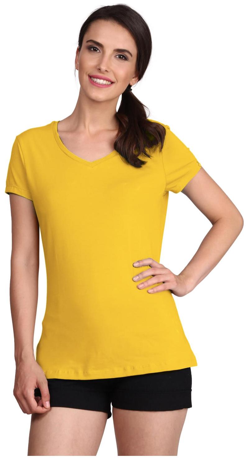 

Jockey Women Yellow Regular fit V neck Cotton T shirt