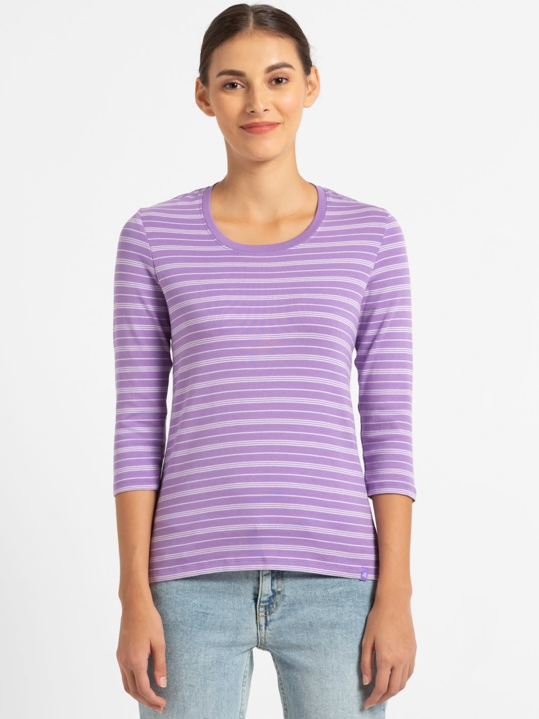 

Jockey Women Purple Regular fit Round neck Cotton T shirt