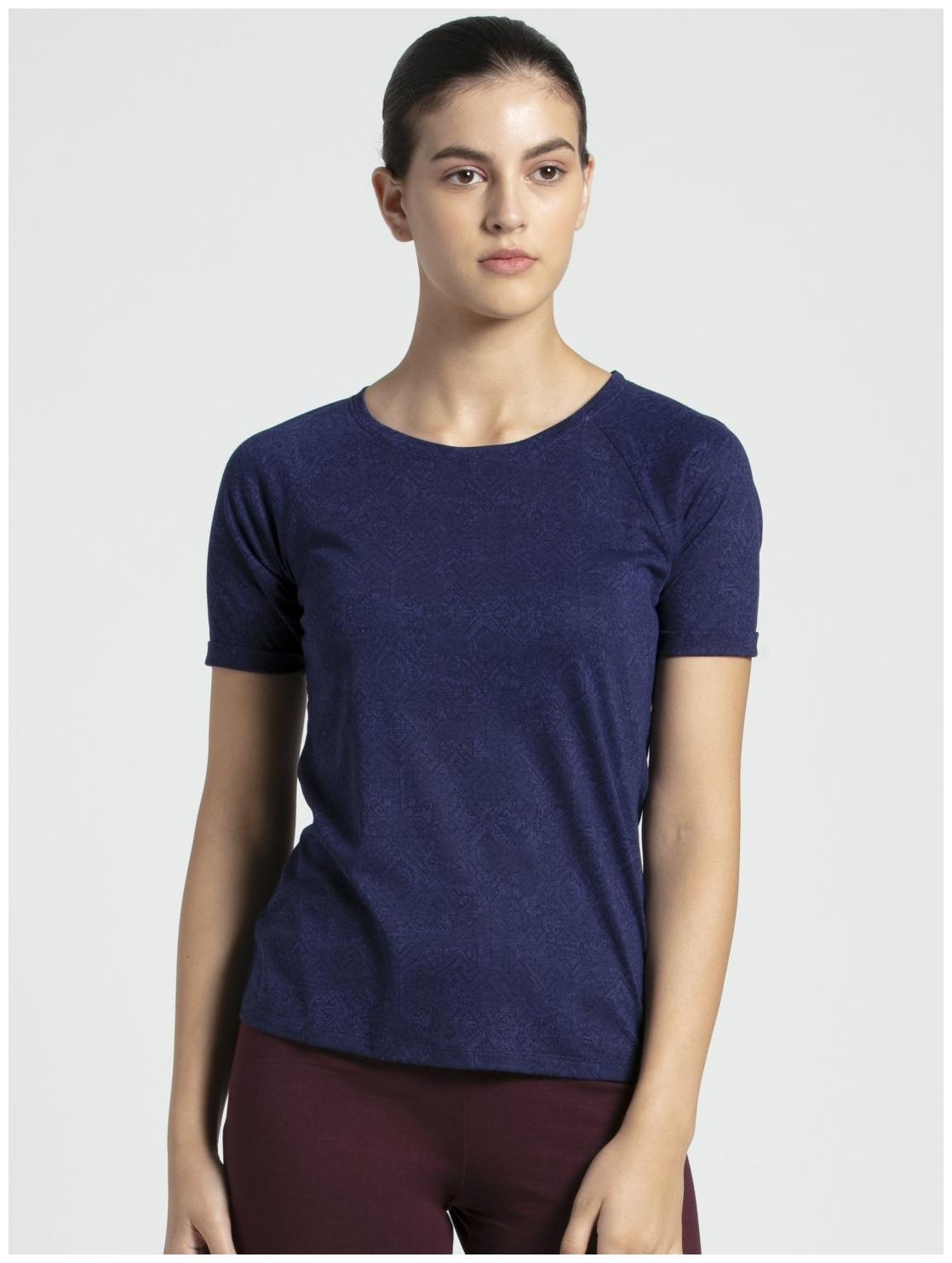 

Jockey Women Blue Regular fit Round neck Microfibre T shirt