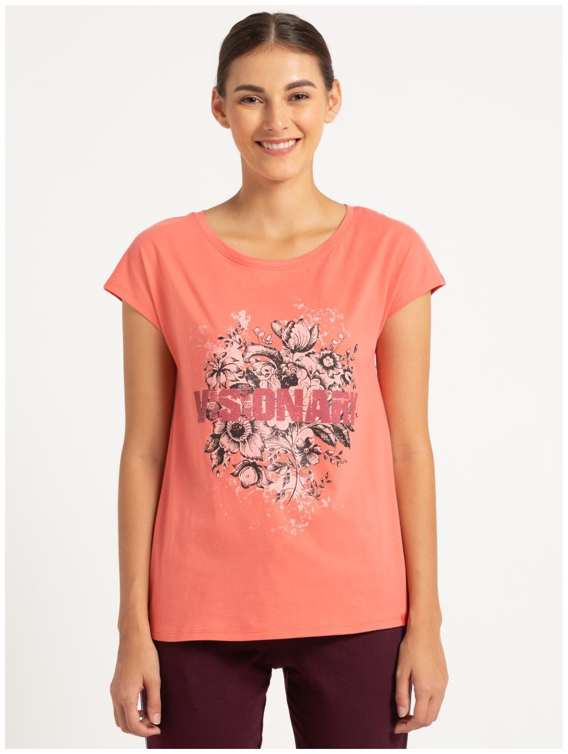 

Jockey Women Pink Regular fit Round neck Cotton T shirt