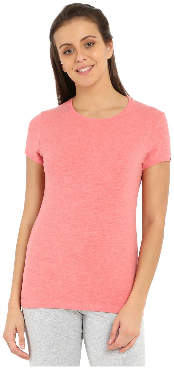

Jockey Women Red Regular fit Round neck Blended T shirt