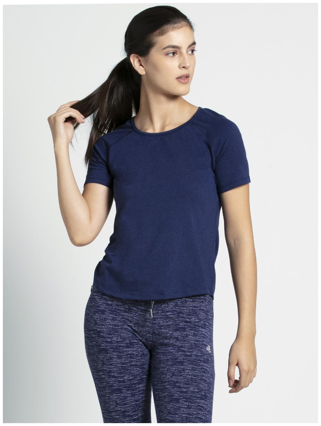 

Jockey Women Blue Regular fit Round neck Cotton T shirt