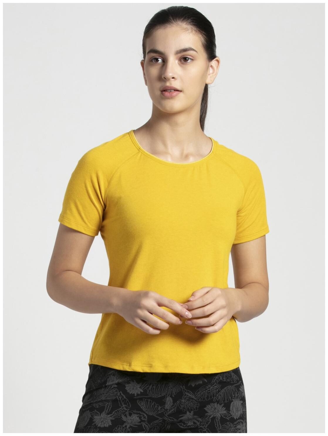 

Jockey Women Yellow Regular fit Round neck Cotton T shirt