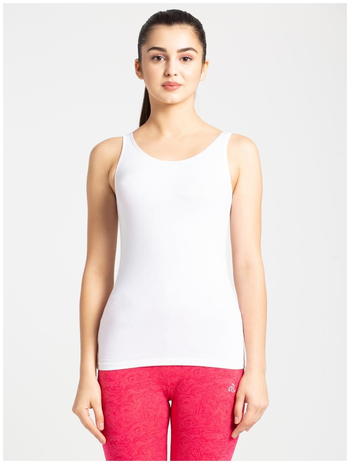 

Jockey Women White Regular fit Round neck Cotton Tank top
