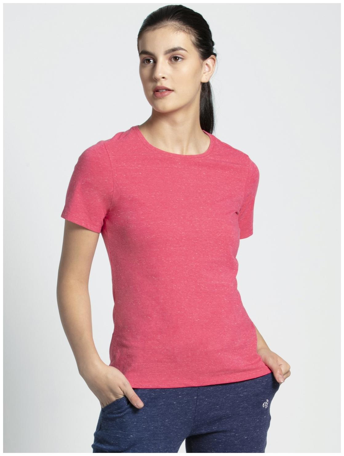 

Jockey Women Pink Regular fit Round neck Cotton T shirt