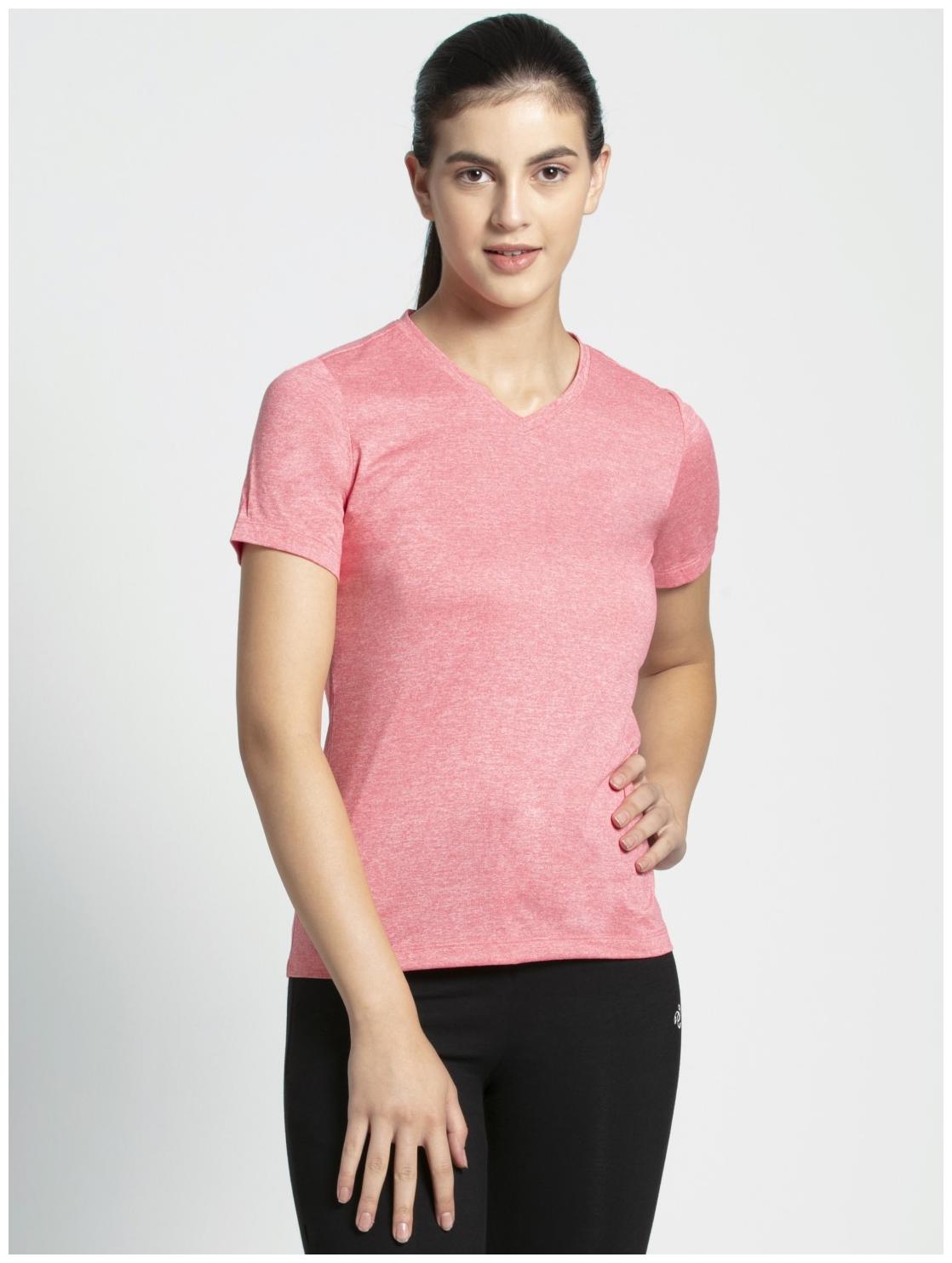 

Jockey Women Pink Regular fit V neck Polyester T shirt