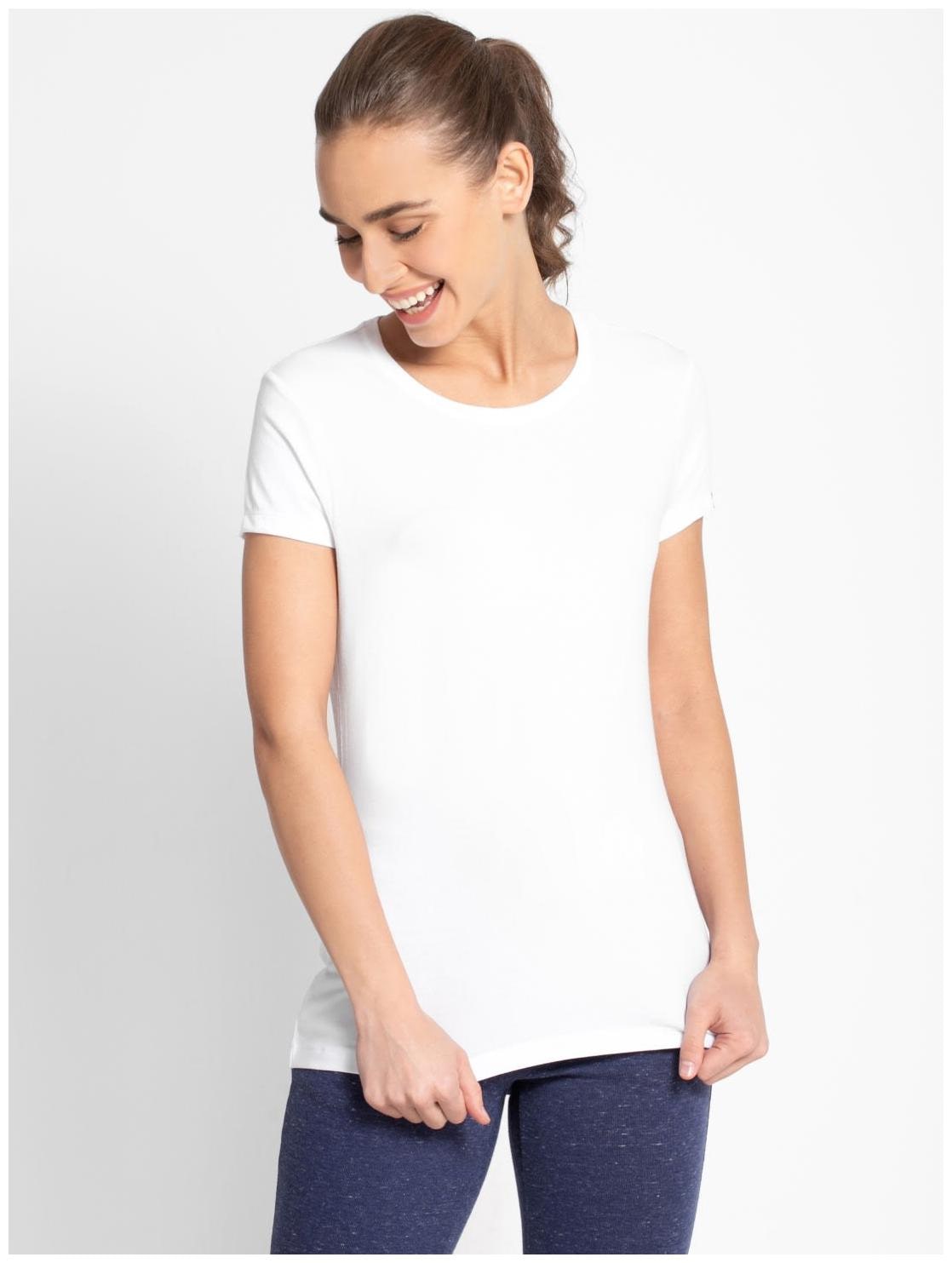 

Jockey Women White Regular fit Round neck Cotton T shirt
