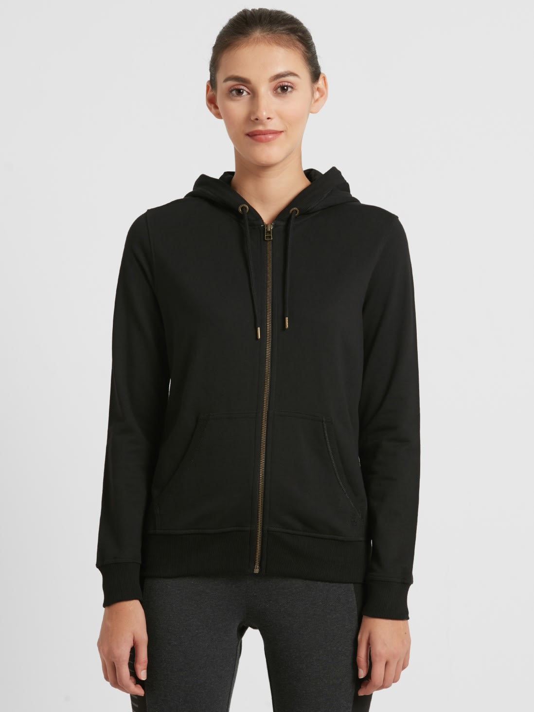 

Jockey Women Solid Hoodie - Black