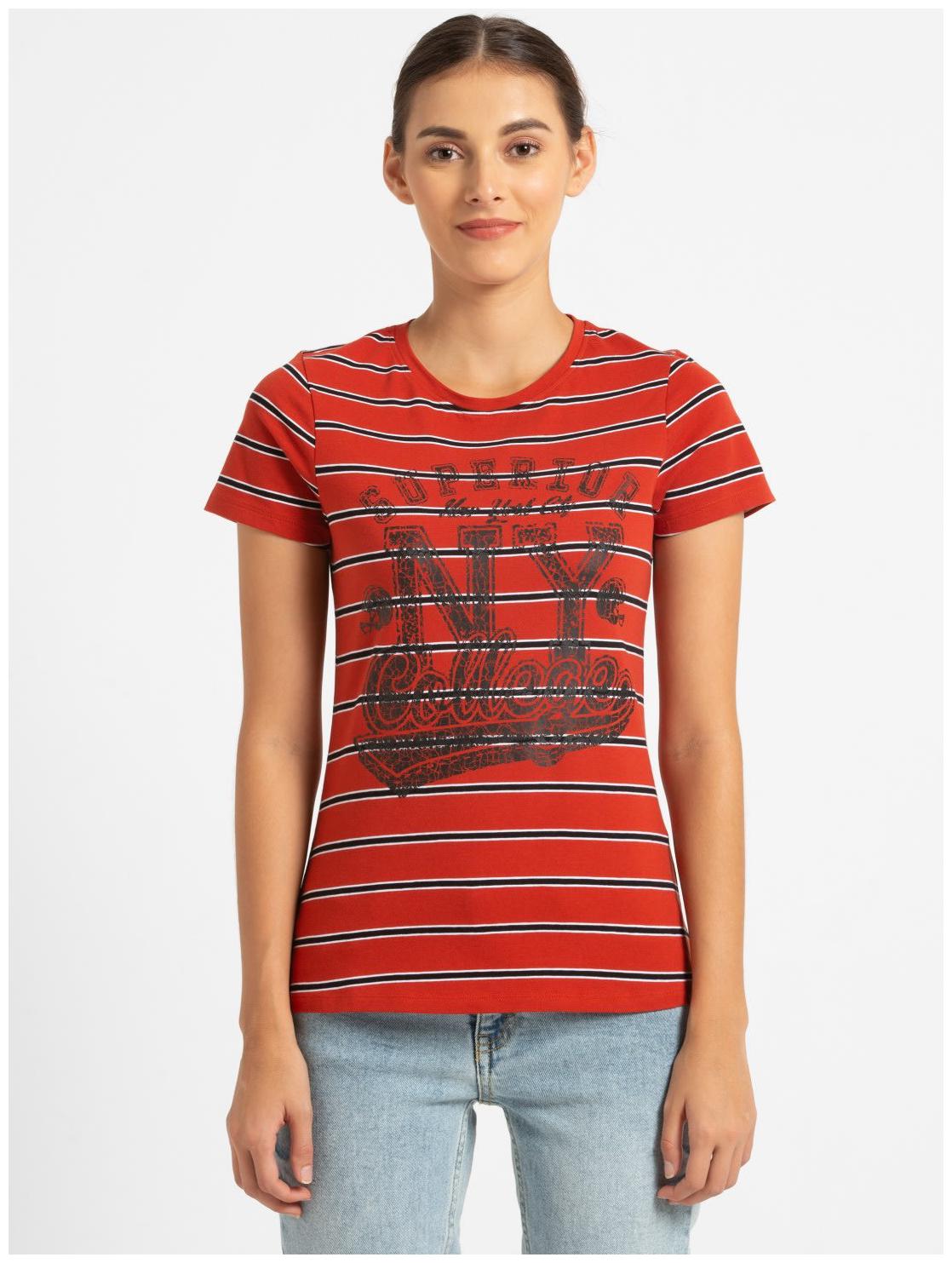 

Jockey Women Red Regular fit Round neck Cotton T shirt