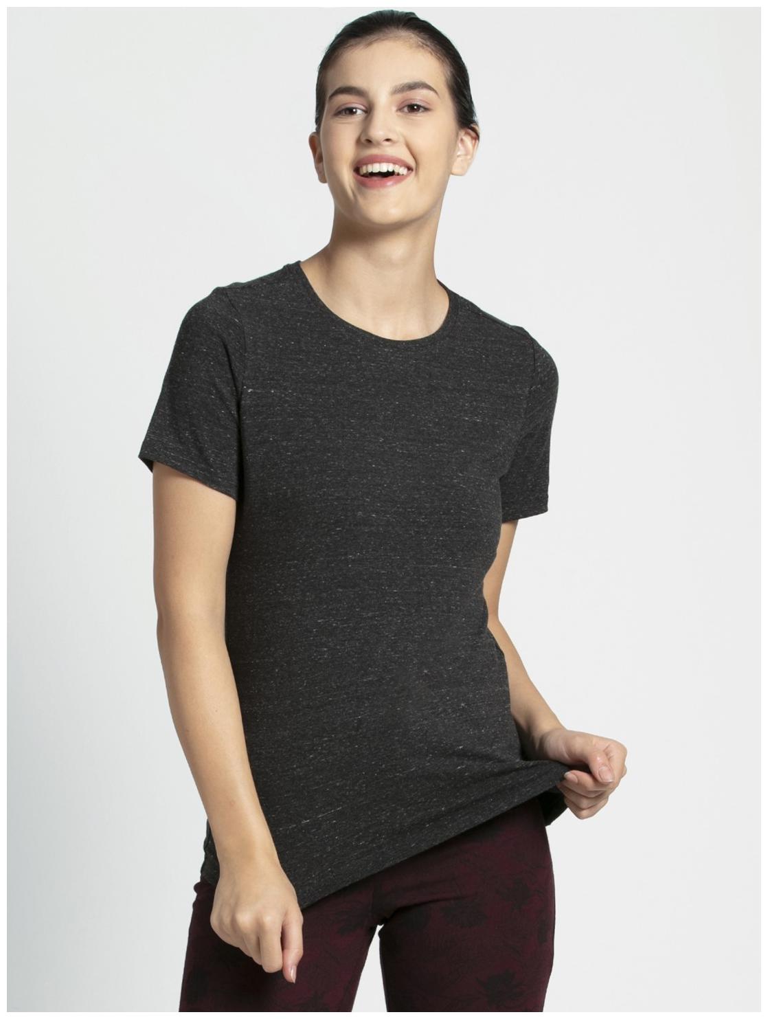 

Jockey Women Black Regular fit Round neck Cotton T shirt