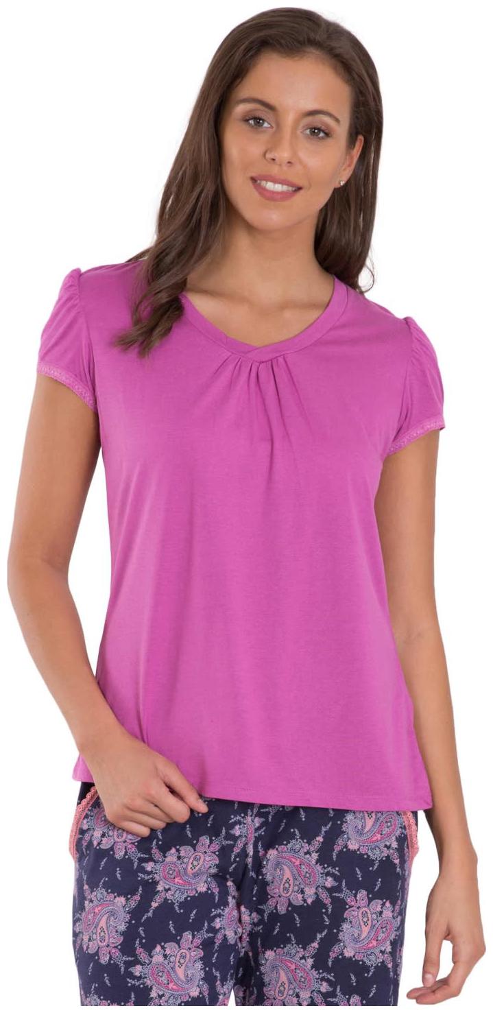 

Jockey Women Purple Regular fit V neck Blended T shirt