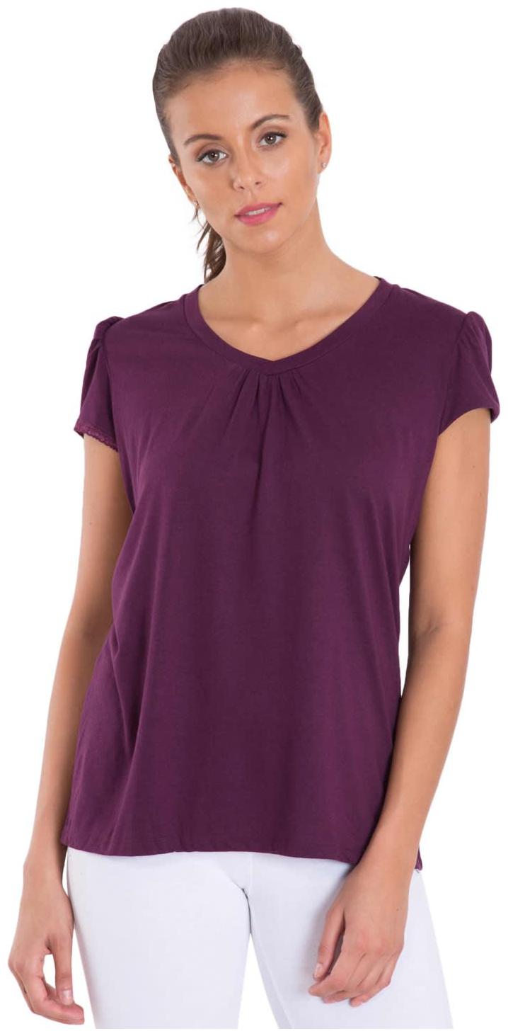

Jockey Women Purple Regular fit V neck Blended T shirt
