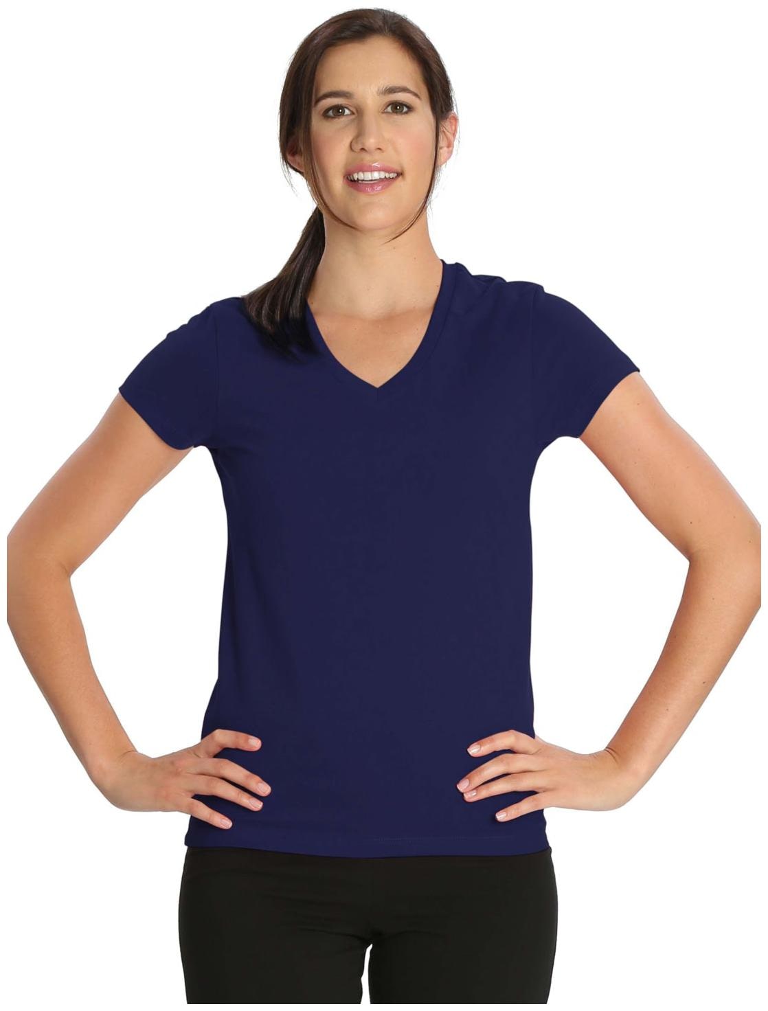 

Jockey Women Blue Regular fit V neck Cotton T shirt
