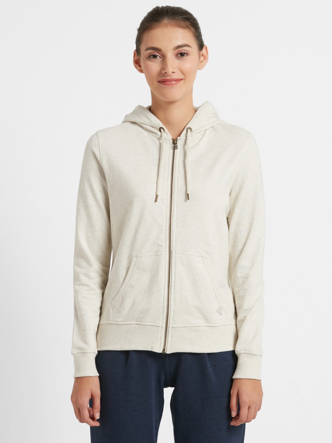 

Jockey Women Solid Hoodie - Cream