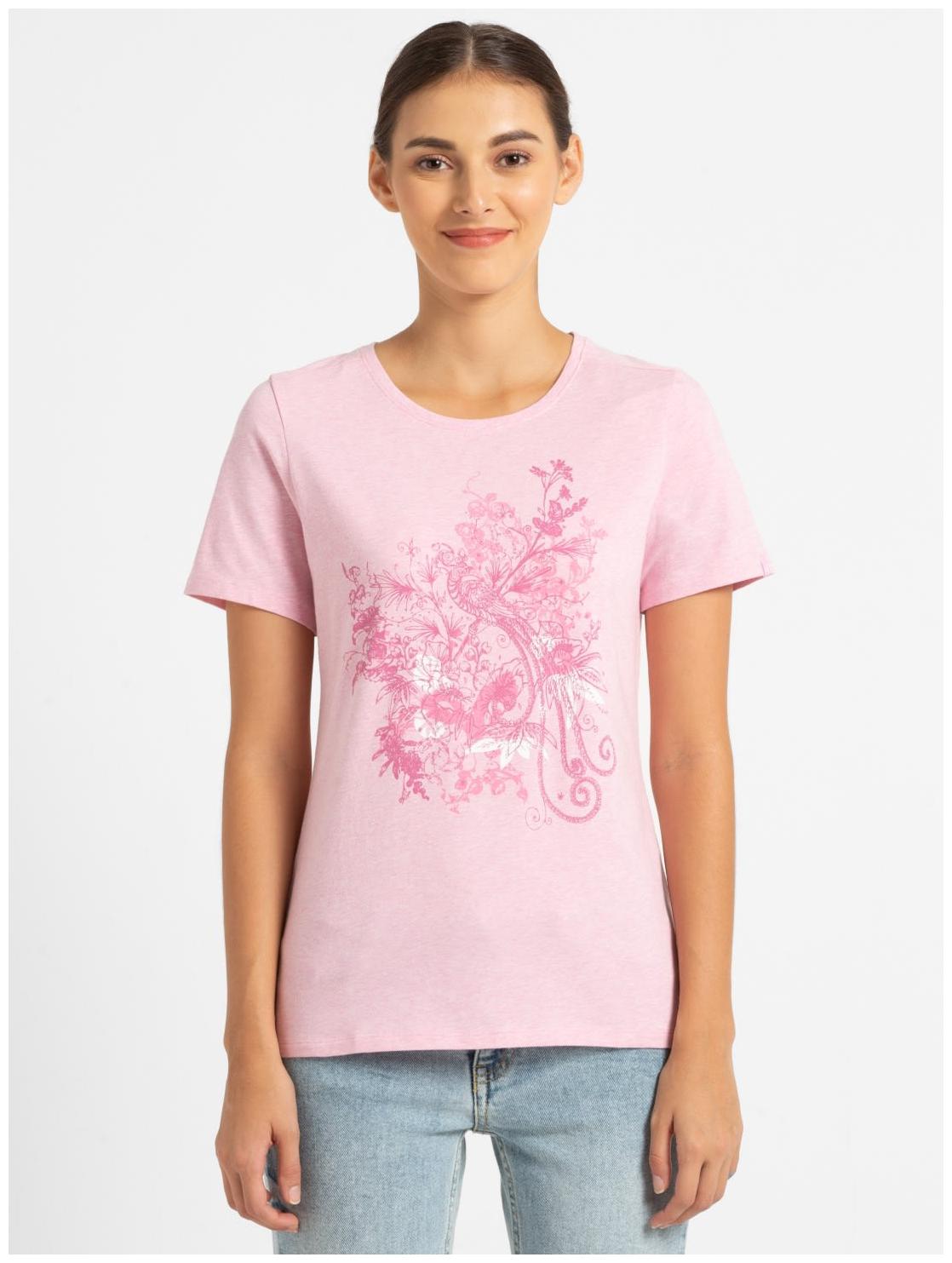 

Jockey Women Pink Regular fit Round neck Cotton T shirt