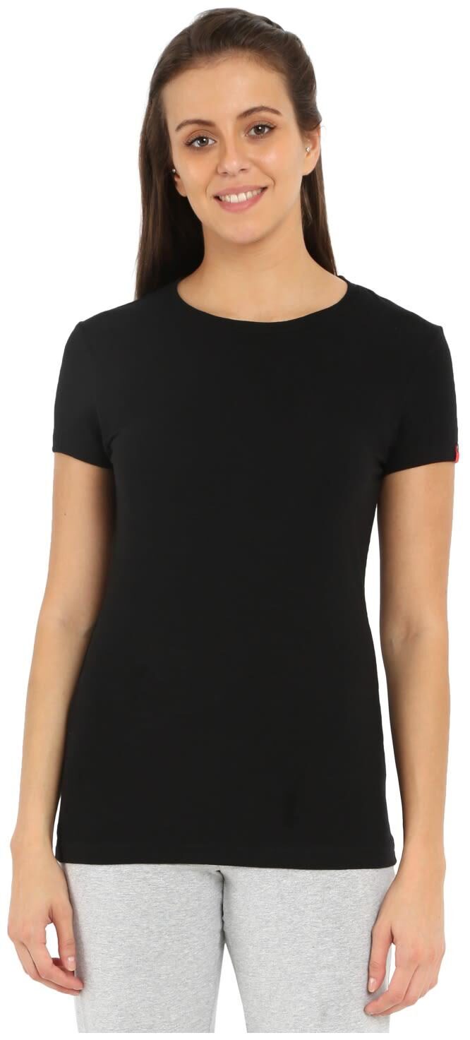 

Jockey Women Black Regular fit Round neck Blended T shirt