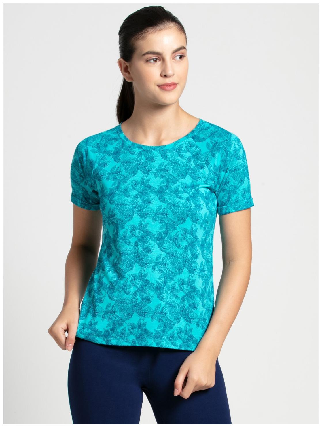 

Jockey Women Blue Regular fit Round neck Microfibre T shirt