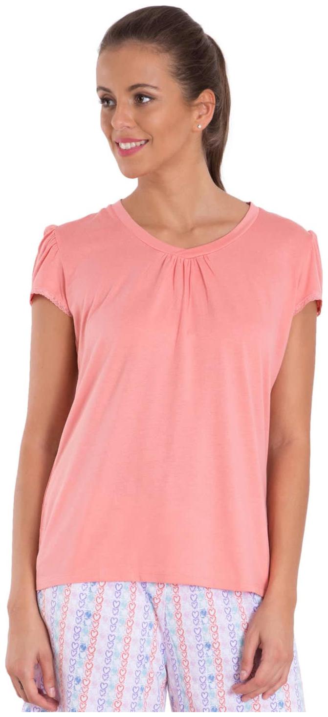

Jockey Women Pink Regular fit V neck Blended T shirt