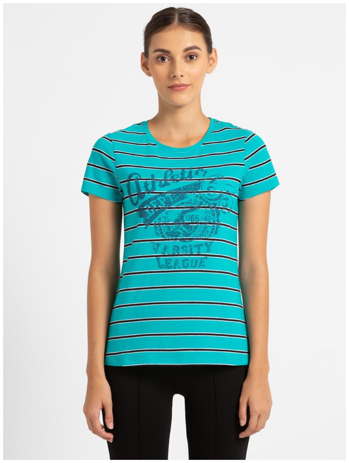 

Jockey Women Green Regular fit Round neck Cotton T shirt