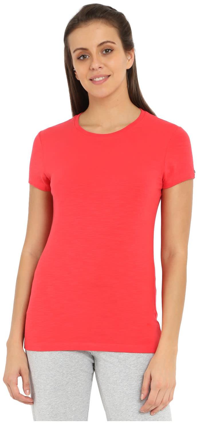 

Jockey Women Red Regular fit Round neck Blended T shirt