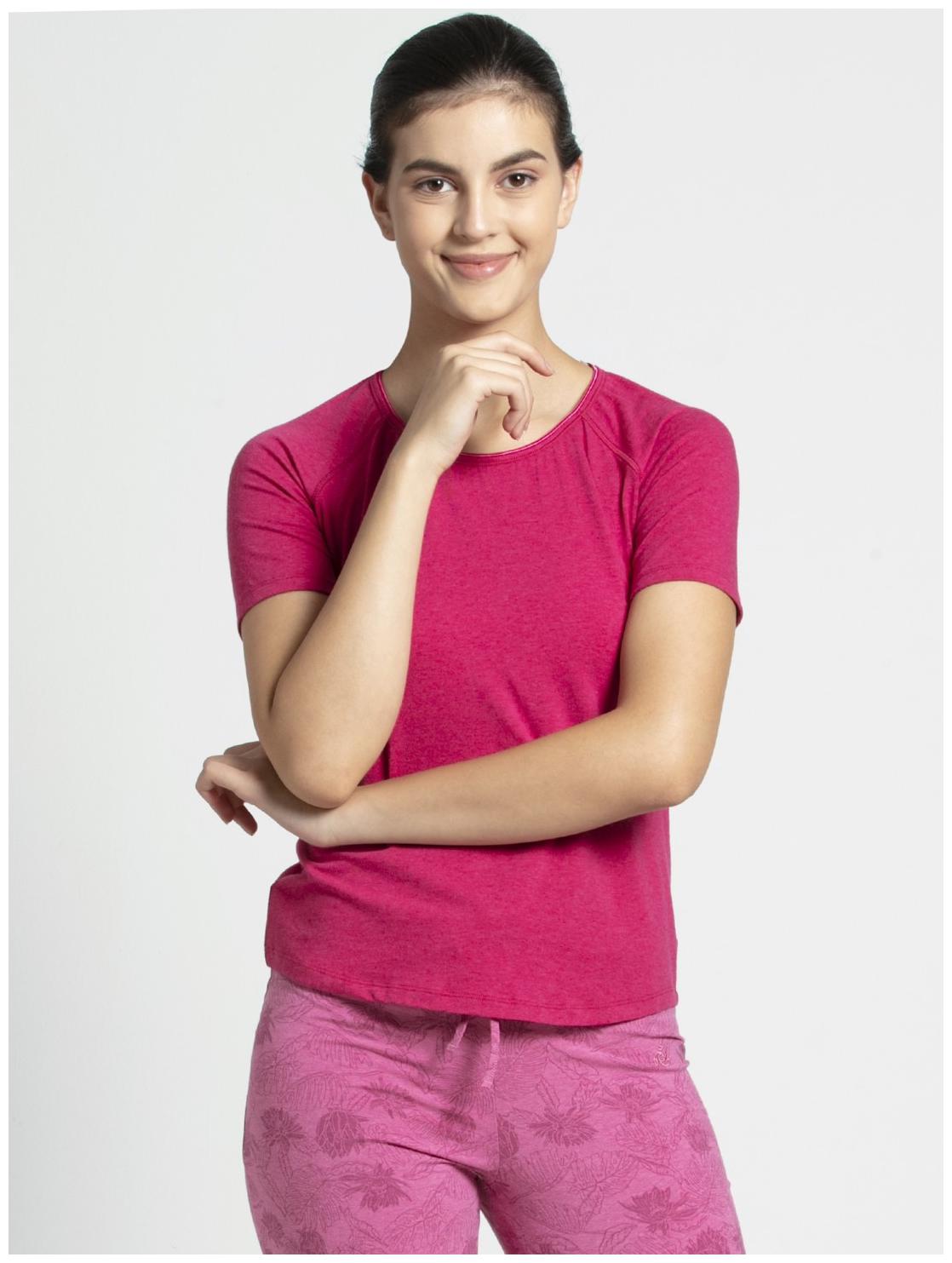 

Jockey Women Pink Regular fit Round neck Cotton T shirt