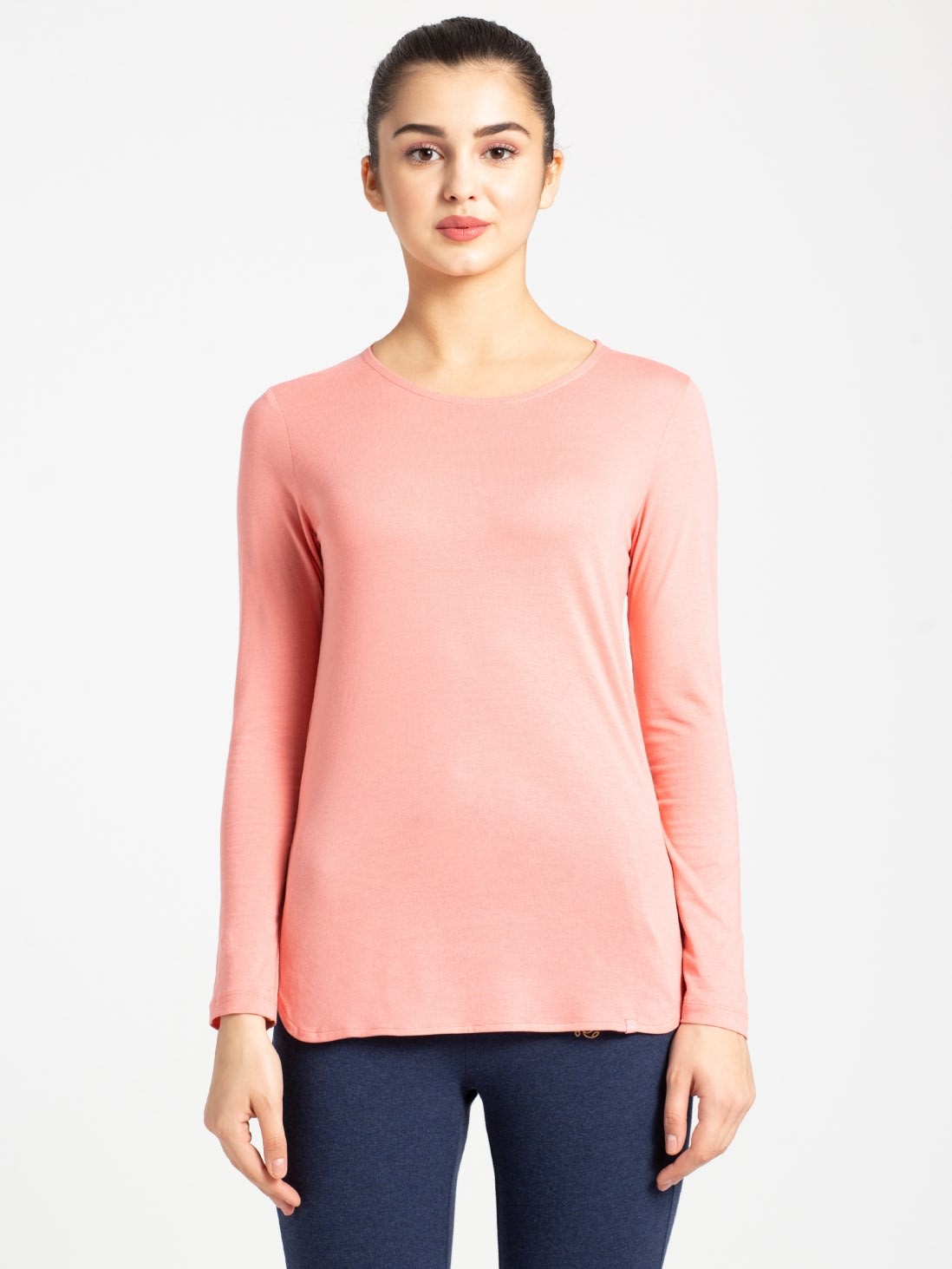 

Jockey Women Pink Regular fit Round neck Blended T shirt