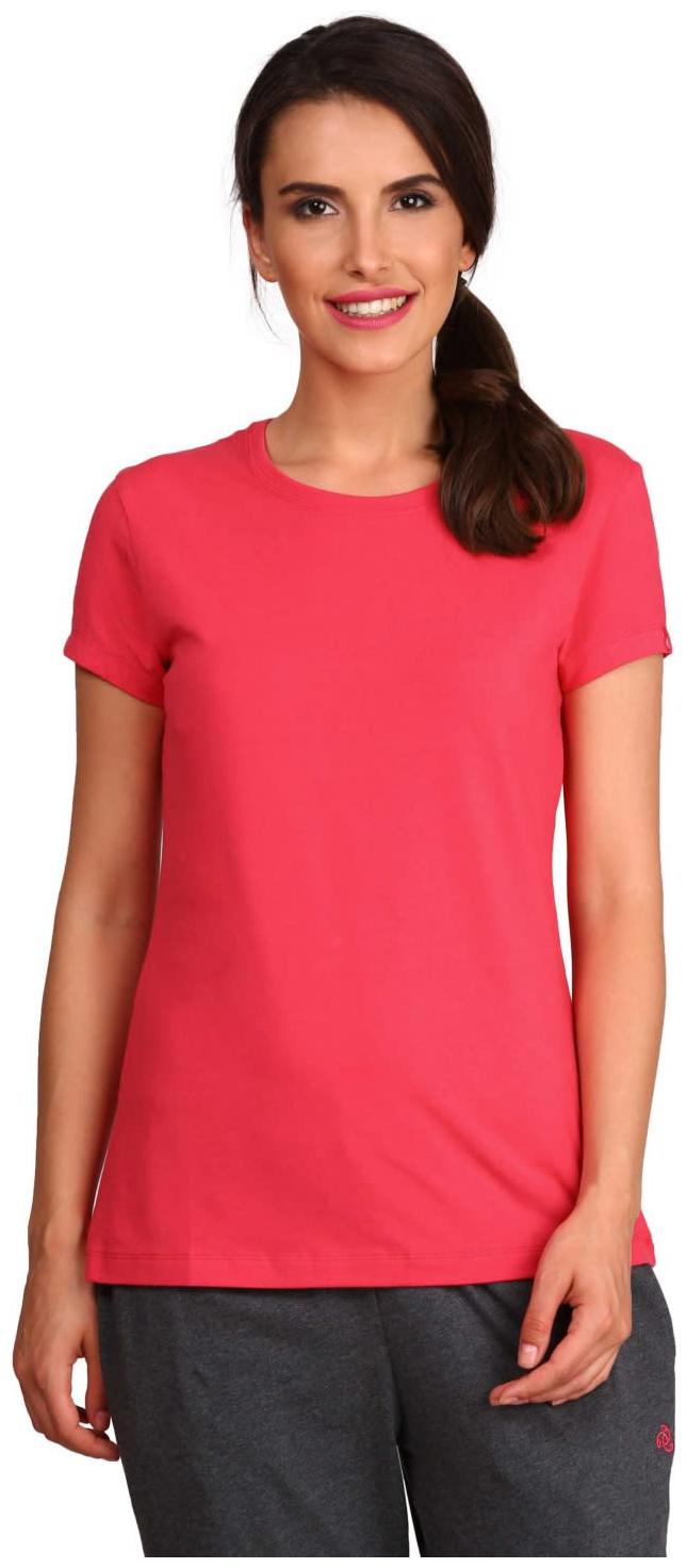 

Jockey Women Pink Regular fit Round neck Cotton T shirt