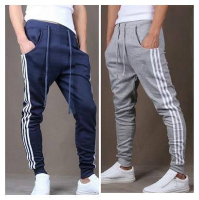 Joggers Park Men's Navy Blue and Grey Cotton Blend Trackpants Combo OF 2