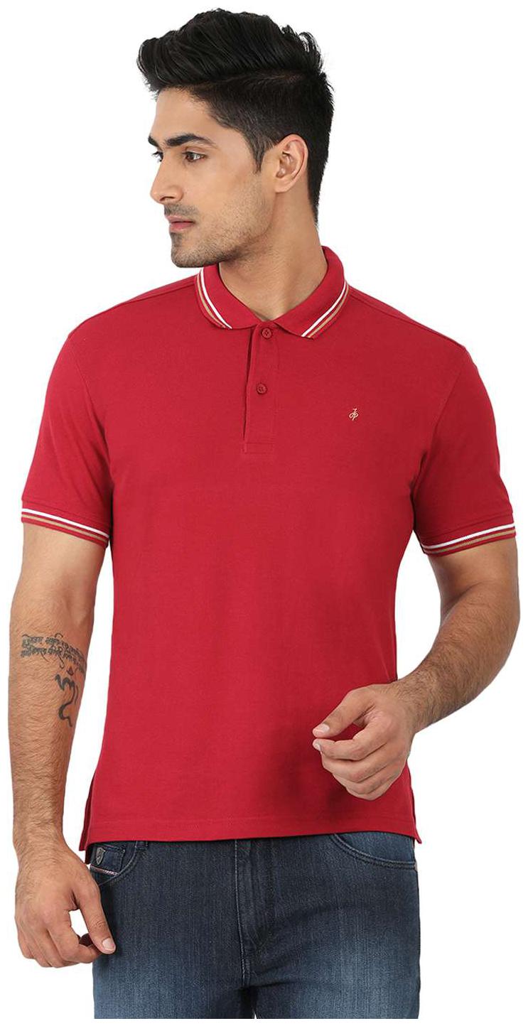 

John Players Men Red Slim fit Cotton Polo collar T-Shirt - Pack Of 1