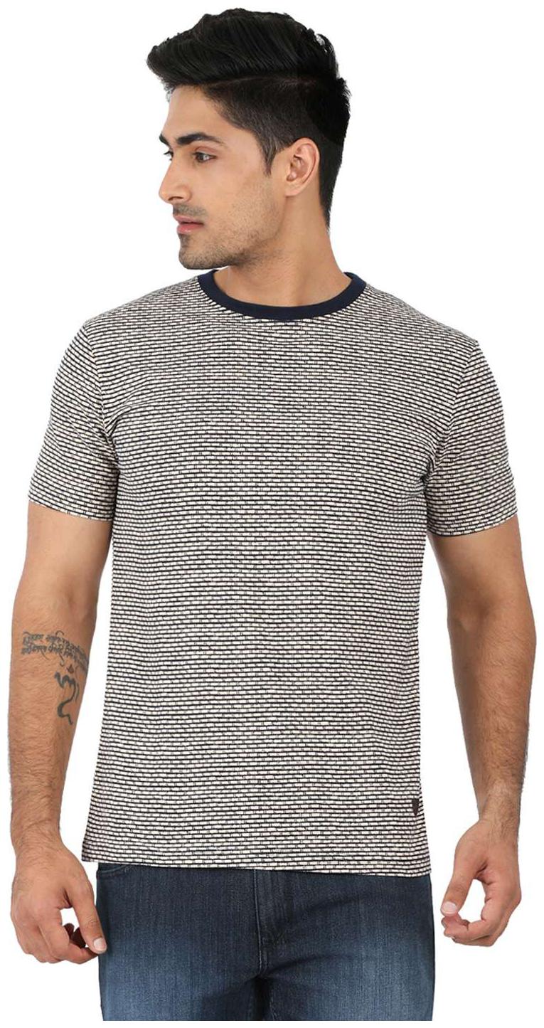 

John Players Men Beige Slim fit Cotton Round neck T-Shirt - Pack Of 1