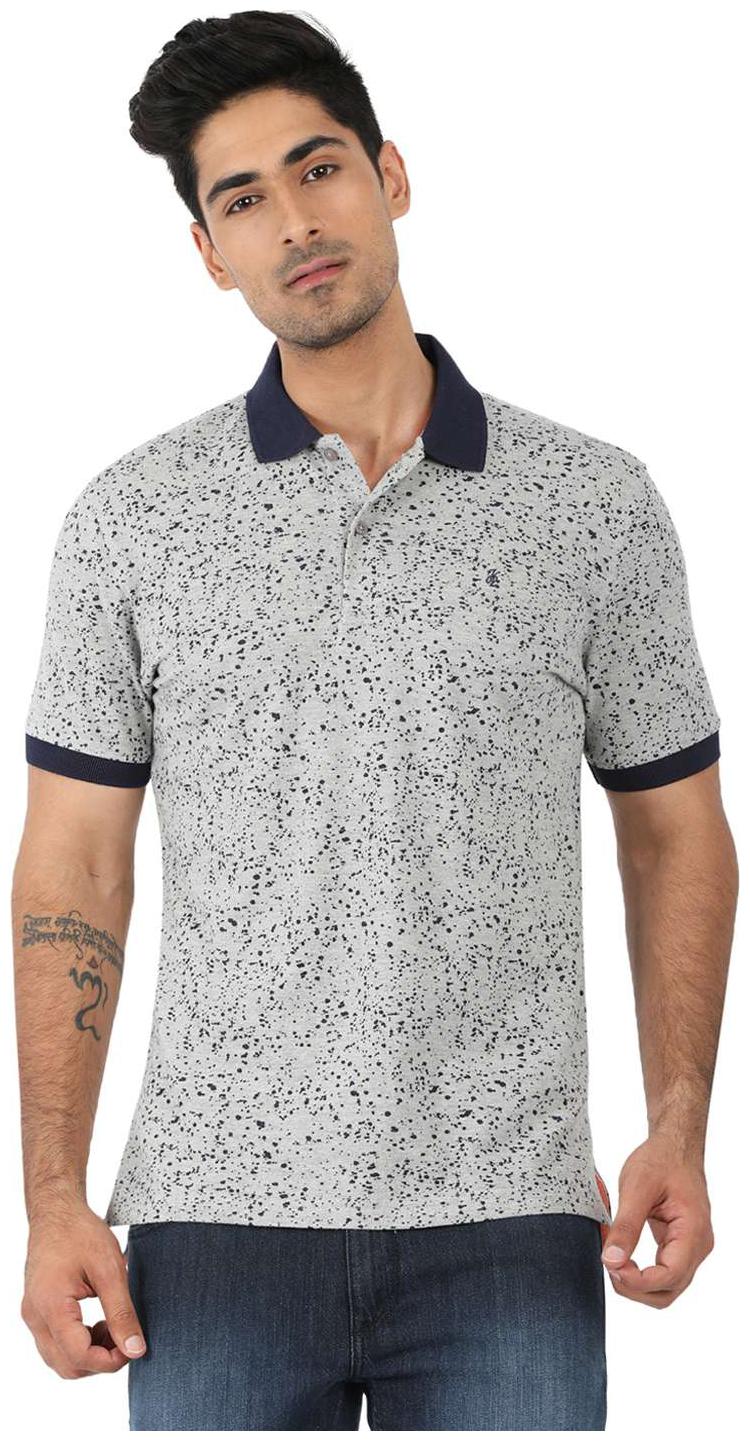 

John Players Men Grey Slim fit Cotton Polo collar T-Shirt - Pack Of 1