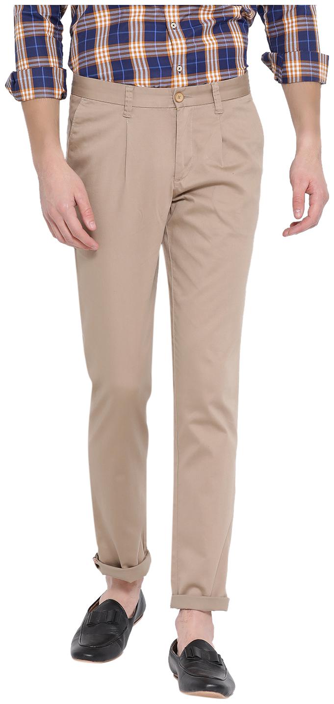 

John Players Men Brown Solid Slim fit Regular trousers