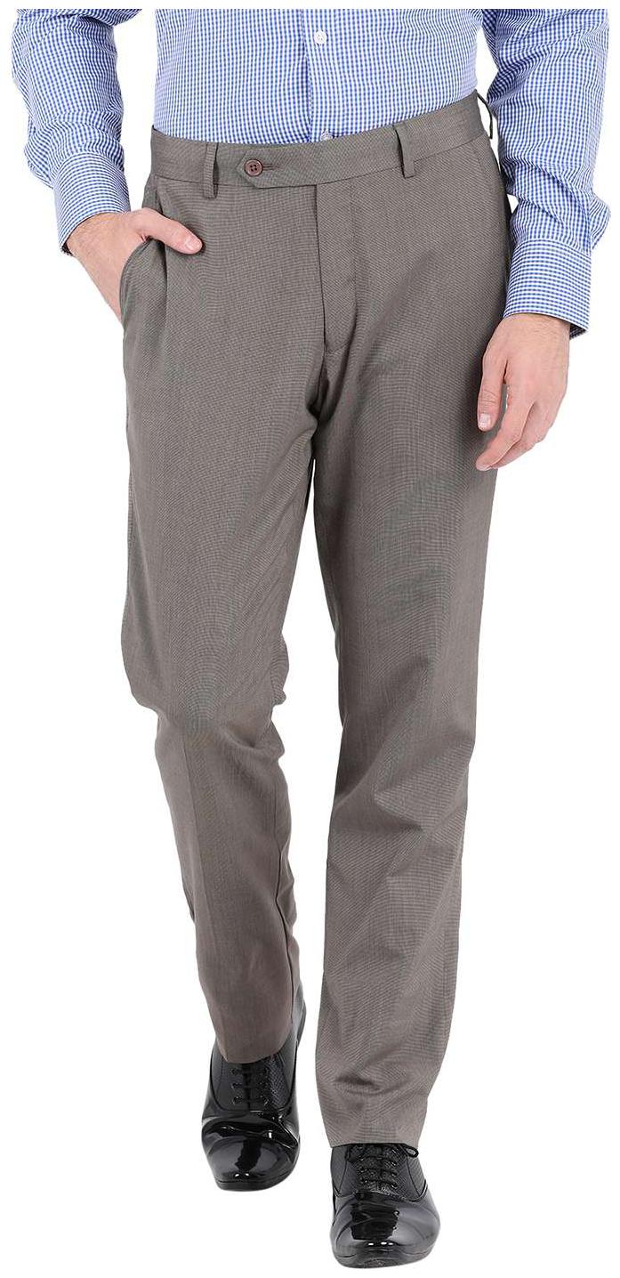 

John Players Men Solid Slim Fit Formal Trouser - Brown