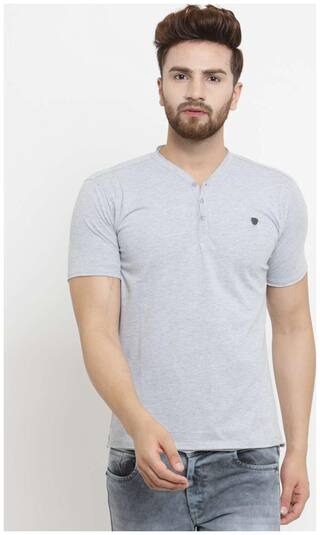 John Players Grey Slim Fit Henley T Shirt