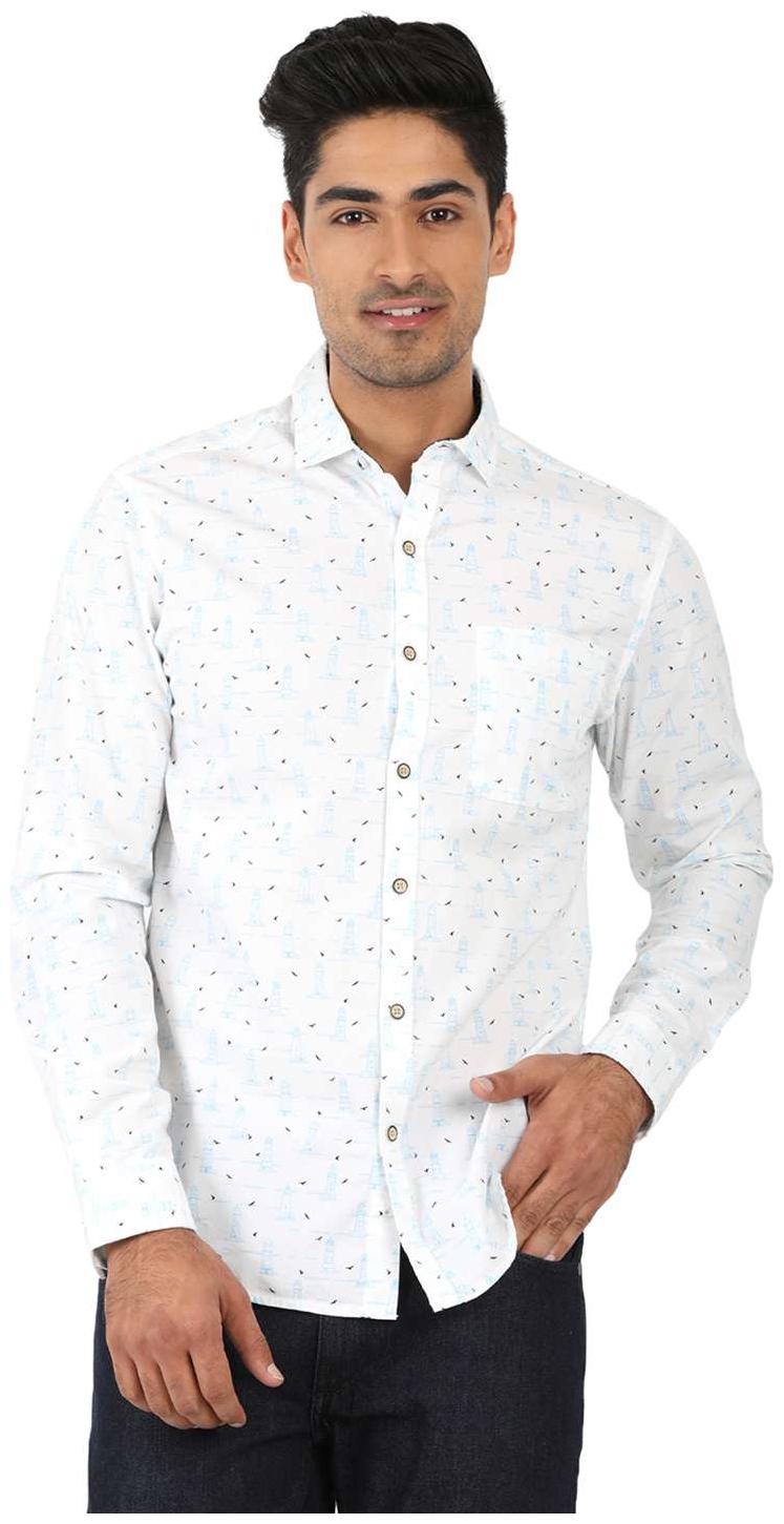 

John Players Men White Printed Regular Fit Casual Shirt