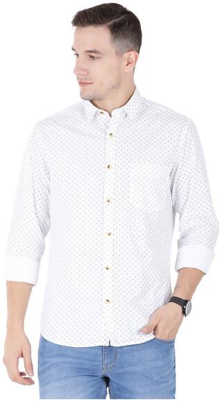 John Players Men White Printed Slim Fit Casual Shirt