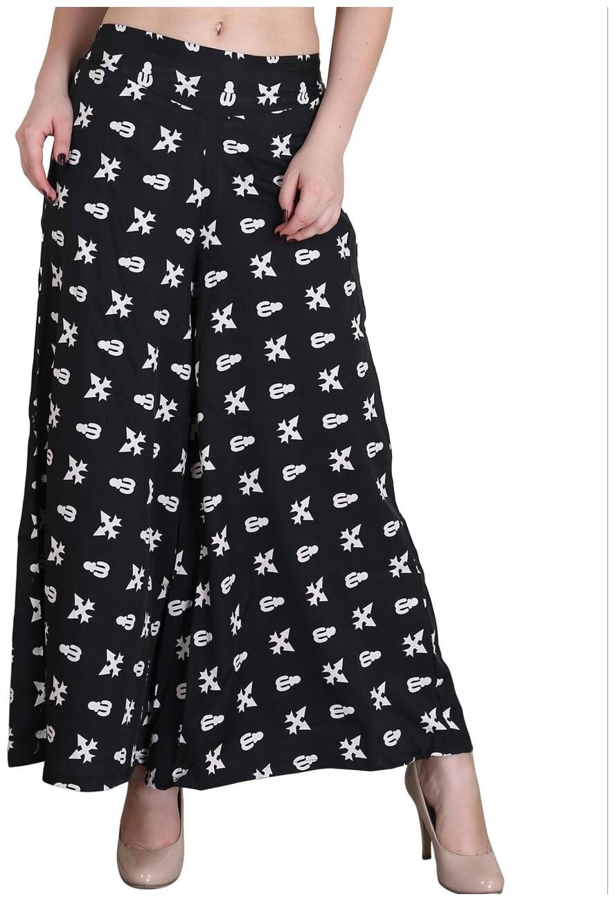 

Jollify Black printed Crepe Plazzo