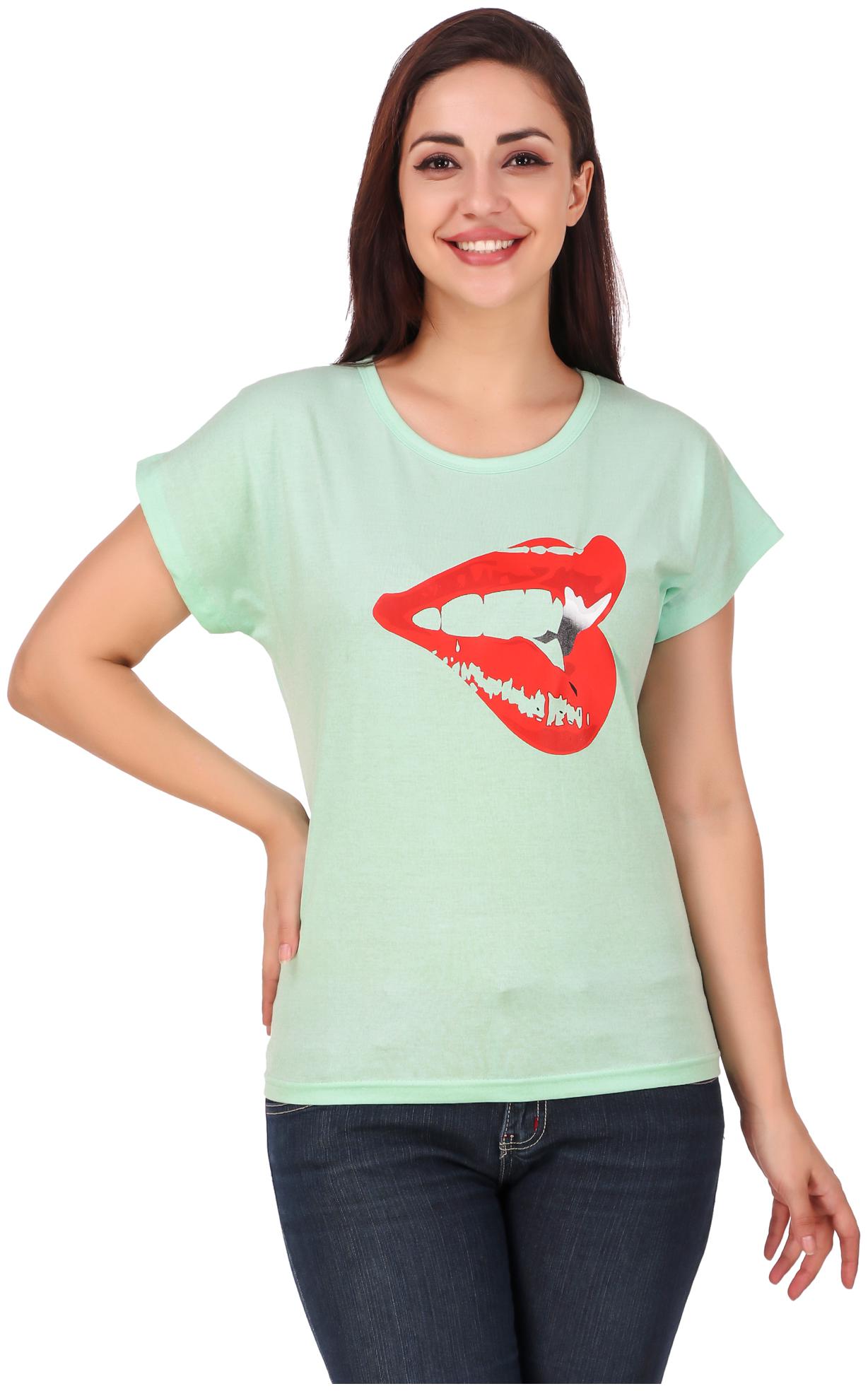 

Jollify Women Blue Regular fit Round neck Blended T shirt