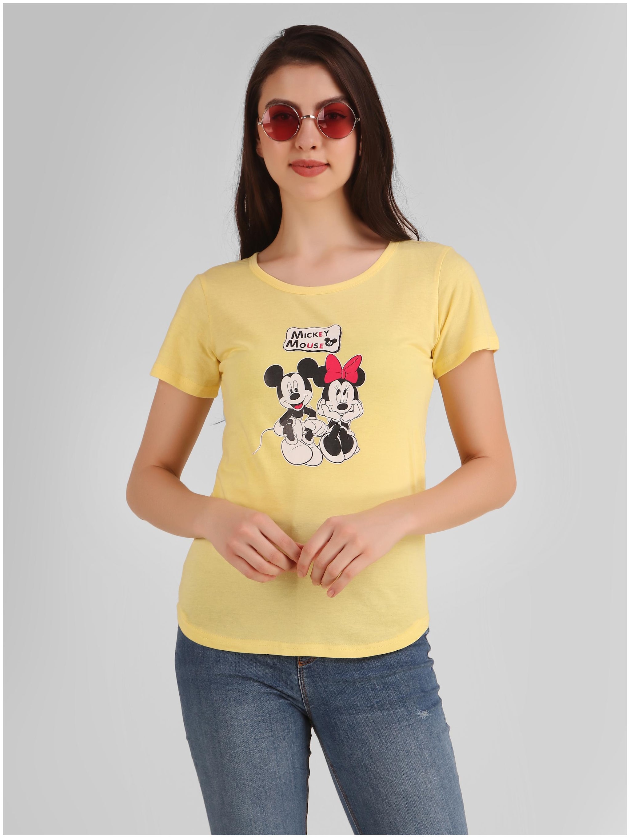 

Jollify Women Yellow Regular fit Round neck Blended T shirt