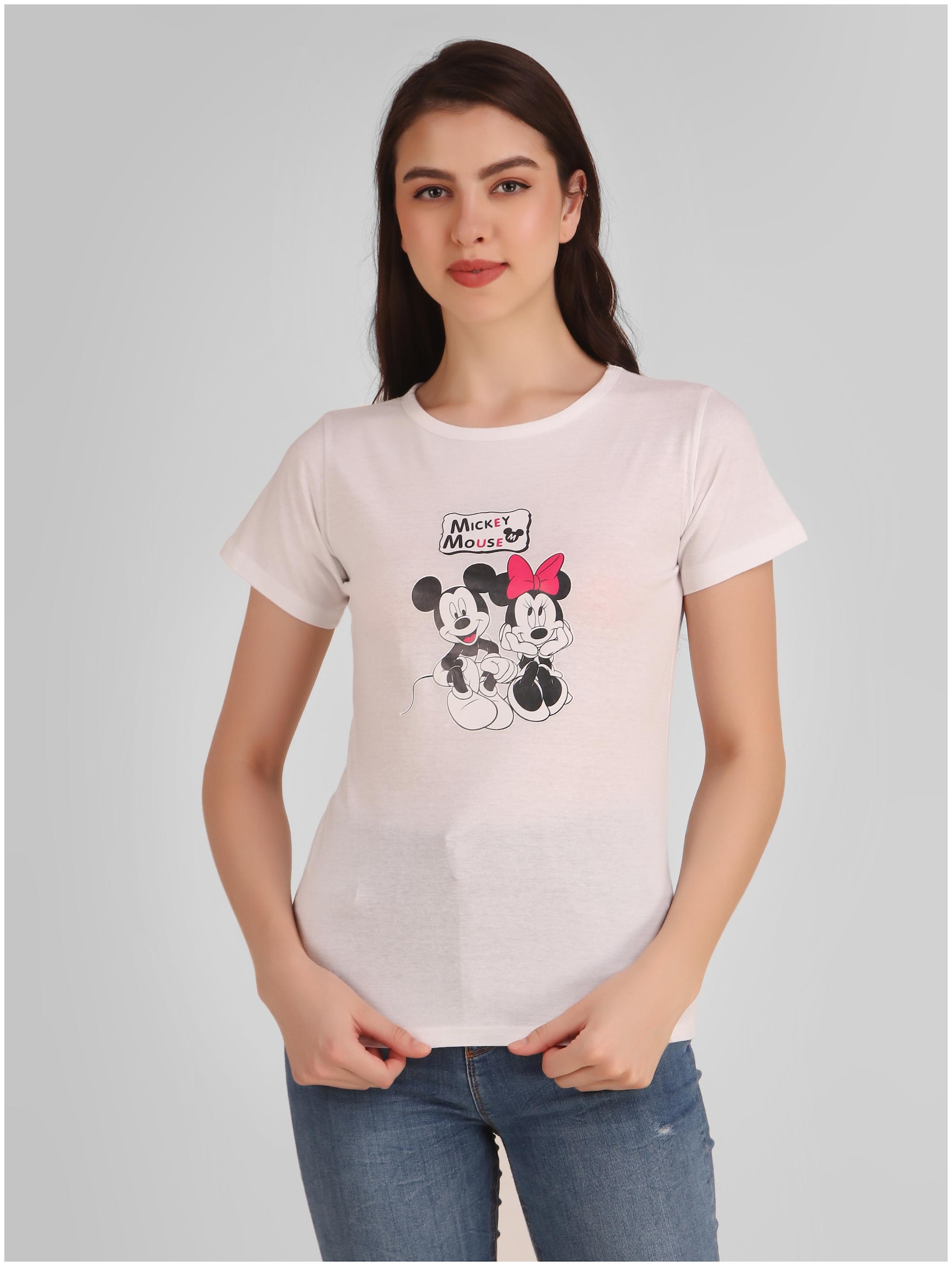 

Jollify Women White Regular fit Round neck Blended T shirt