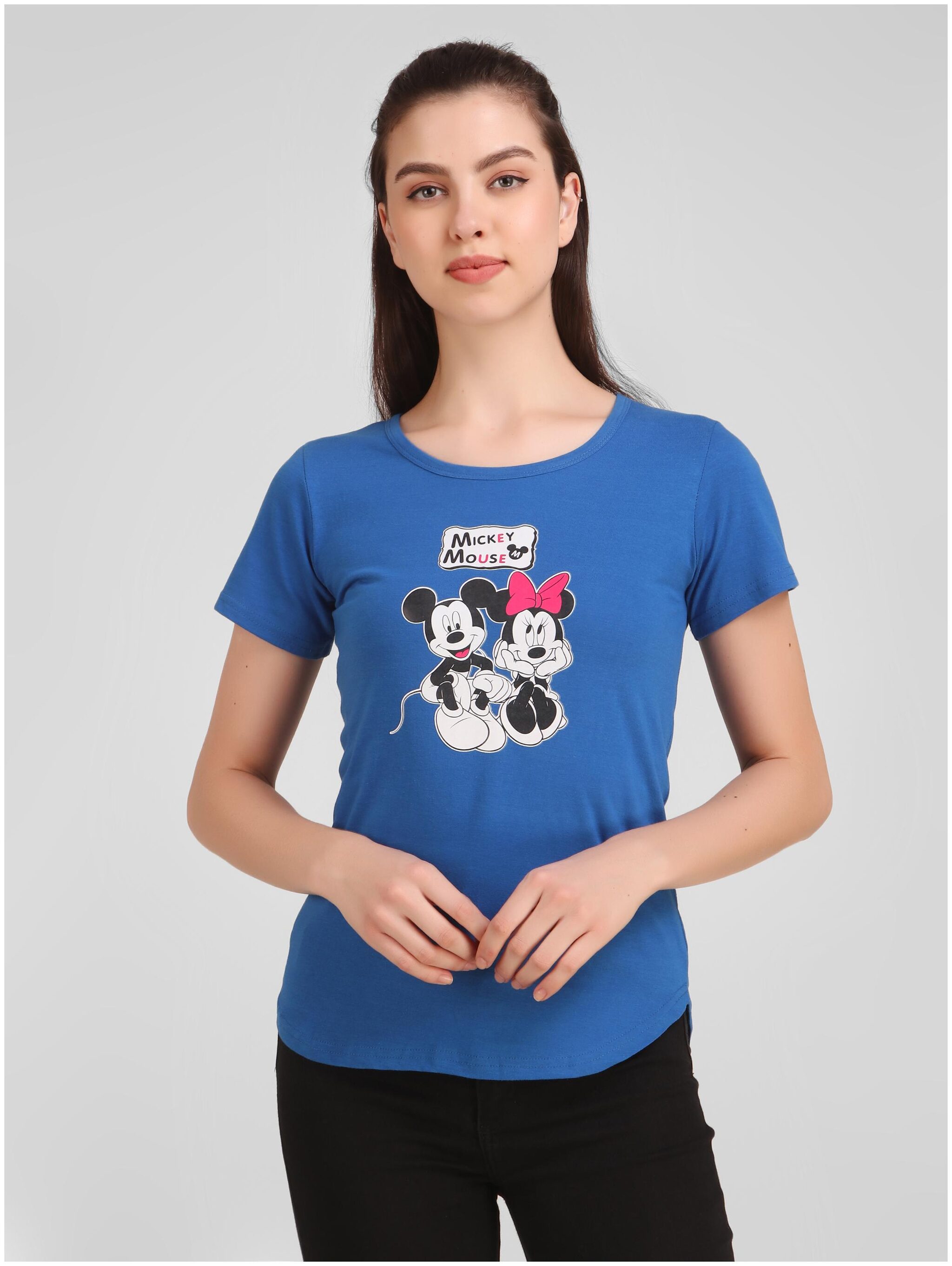 

Jollify Women Blue Regular fit Round neck Blended T shirt